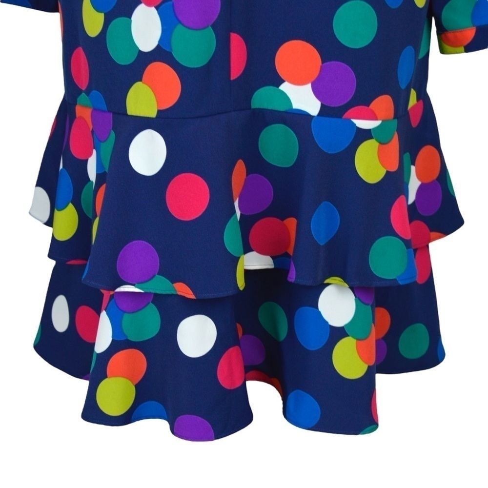 Vintage Ms Chaus Colorful Polka Dot Ruffle Hem Dress Mod Retro Size 6 NWT - Picture 7 of 11